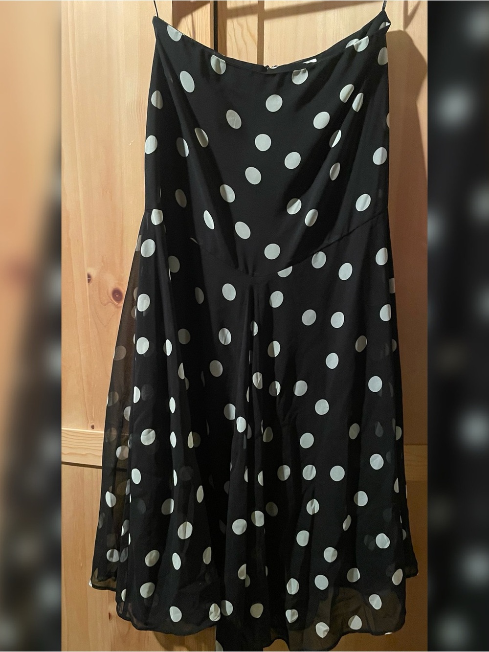 H&M Black A-Line Midi Skirt with White Polka Dots